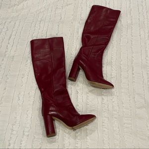 Zara burgundy genuine leather boots size 35